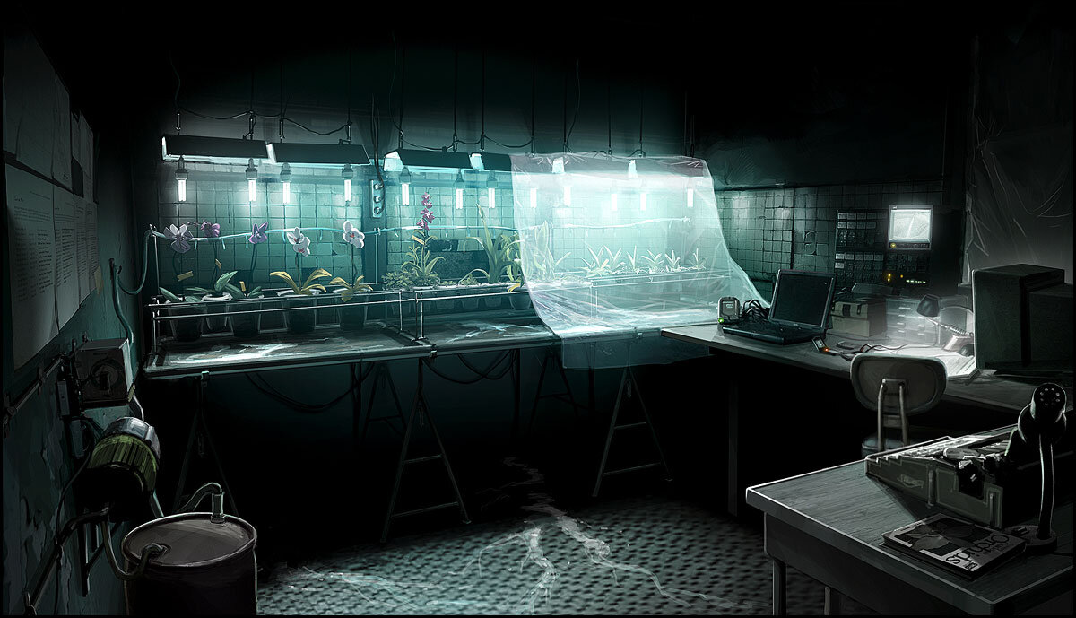 Химический бункер. Лаборатория концепт арт 90е. Темная лаборатория. Комната ученого. Лаборатория арты.