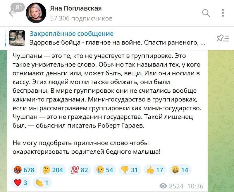 Кадр из блога Яны Поплавской