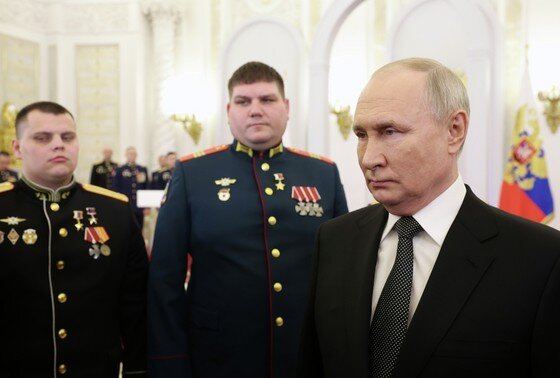    8 декабря 2023. Президент РФ Владимир Путин на церемонии вручения медалей «Золотая Звезда» в Кремле накануне Дня Героев Отечества.