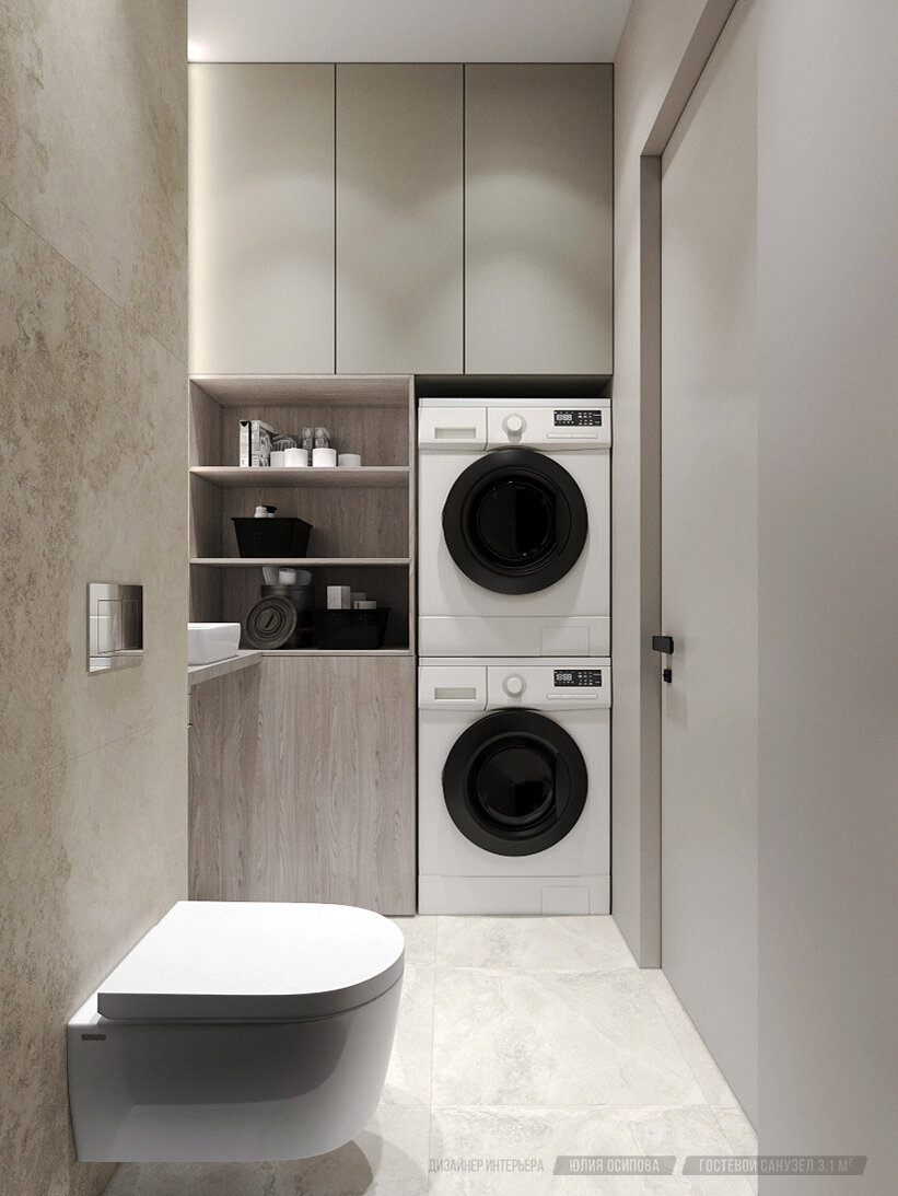 Интерьер гостевого cанузла, дизайнер Юлия Осипова