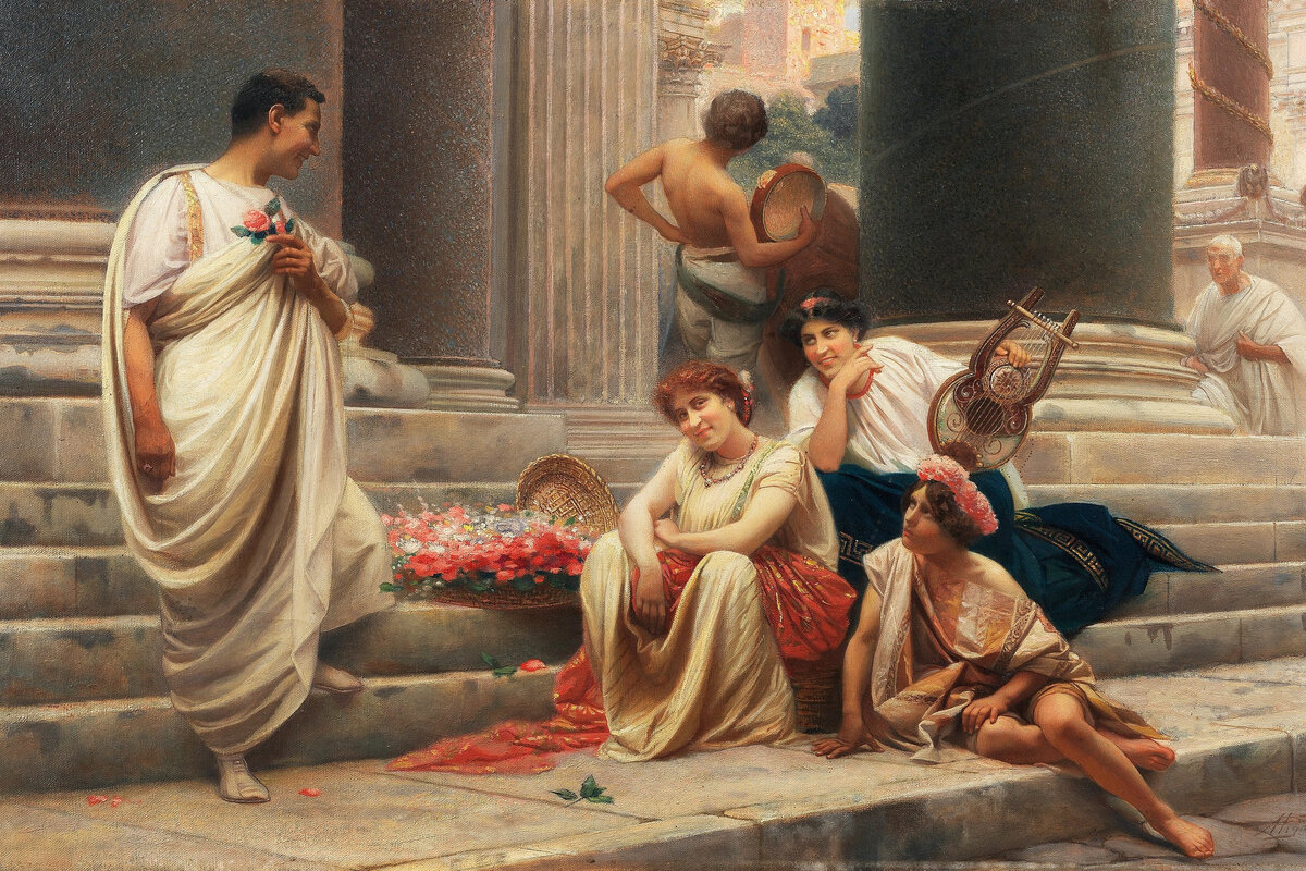 Фрагмент картины «В римской бане», Алессандро Пинья, до 1919 года.