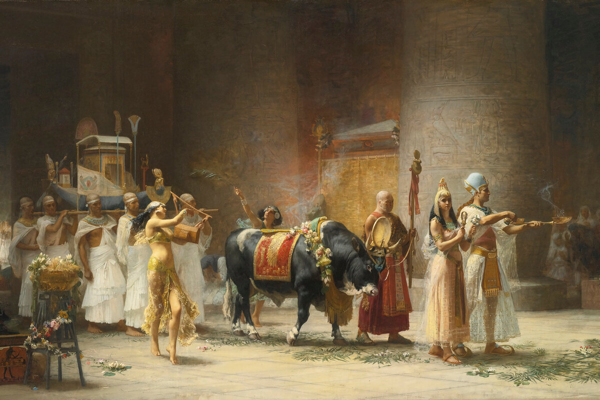 Фрагмент картины «Шествие быка Аписа», Фредерик Артур Бриджмен, 1879 год.