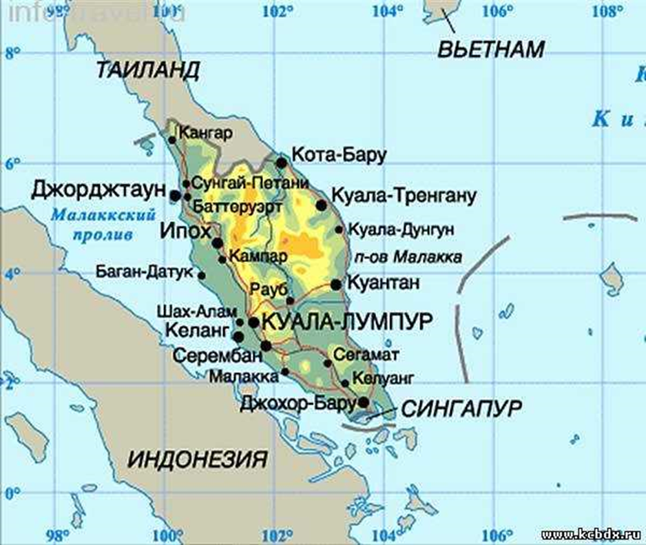 Карта малайзия на русском языке. Куала-Лумпур Малайзия на карте. Столица Малайзии на карте. Куала Лумпур на карте Азии.