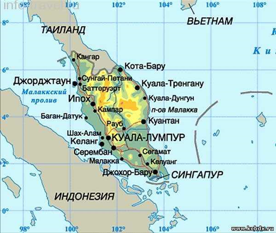 Малайзия столица на карте. Куала-Лумпур Малайзия на карте. Карта Малайзии географическая.