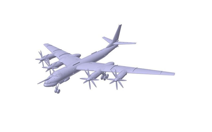 Компьютерный рендер модели стратегического бомбардировщика ТУ-95 "Медведь" в масштабе 1/144, от компании "Звезда"