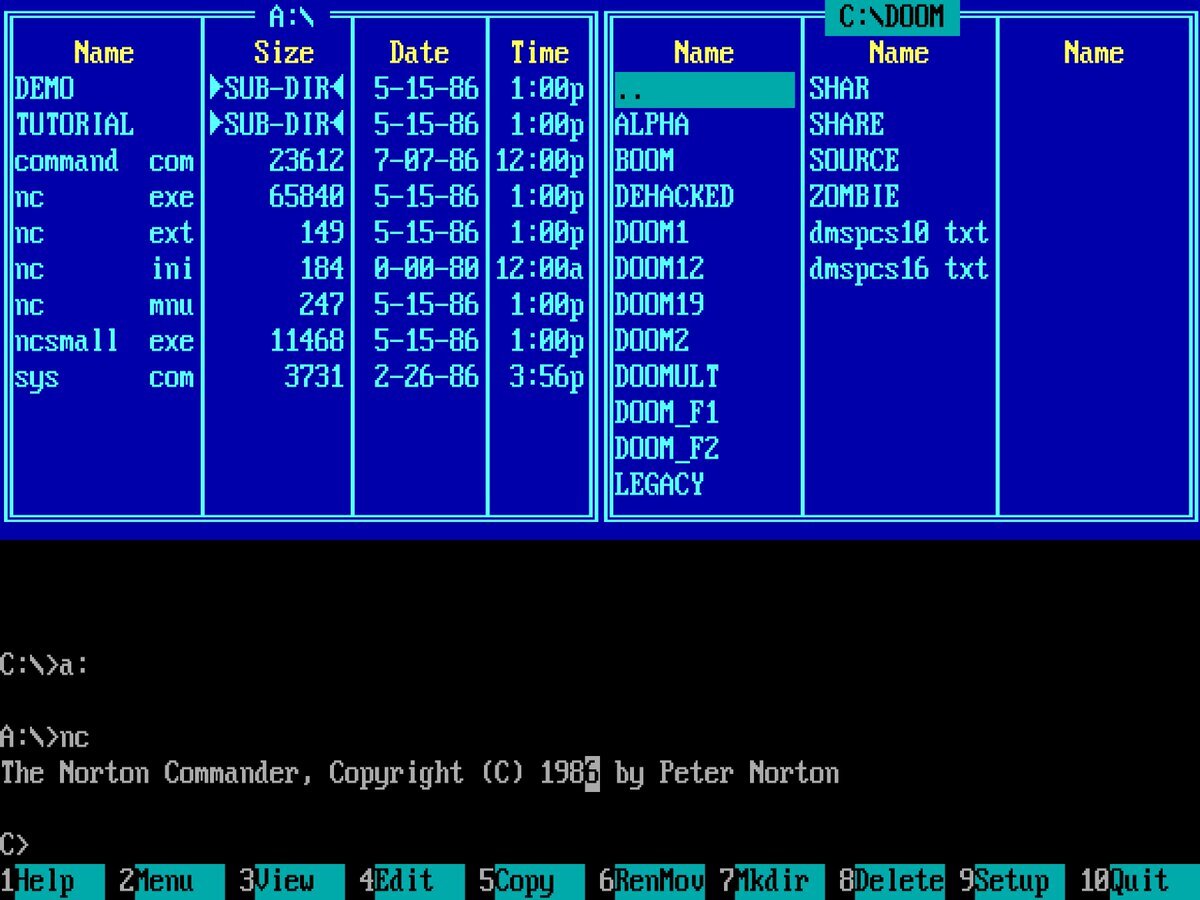Это Norton Commander 1.0... Яндекс-фото