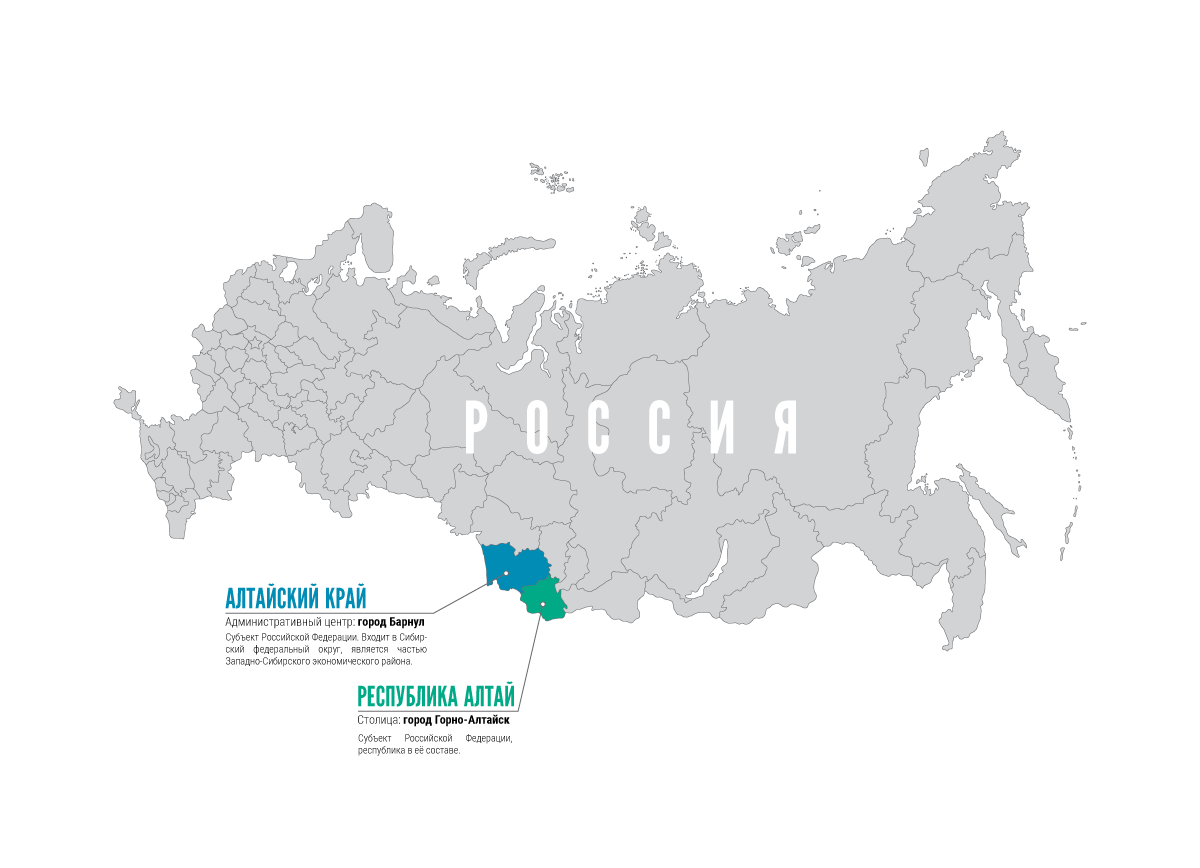 Алтайский край и республика Алтай на карте России