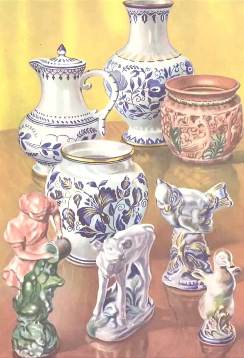 К статье Гжельская керамика. А.И.Пугачев. Товарный словарь.том ll . 1957-1961. Фото Н.Ломоносовой.