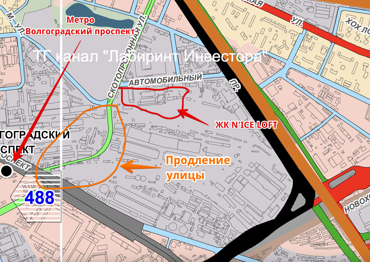 Ген план Москвы. Продление Скотопрогонной улицы.