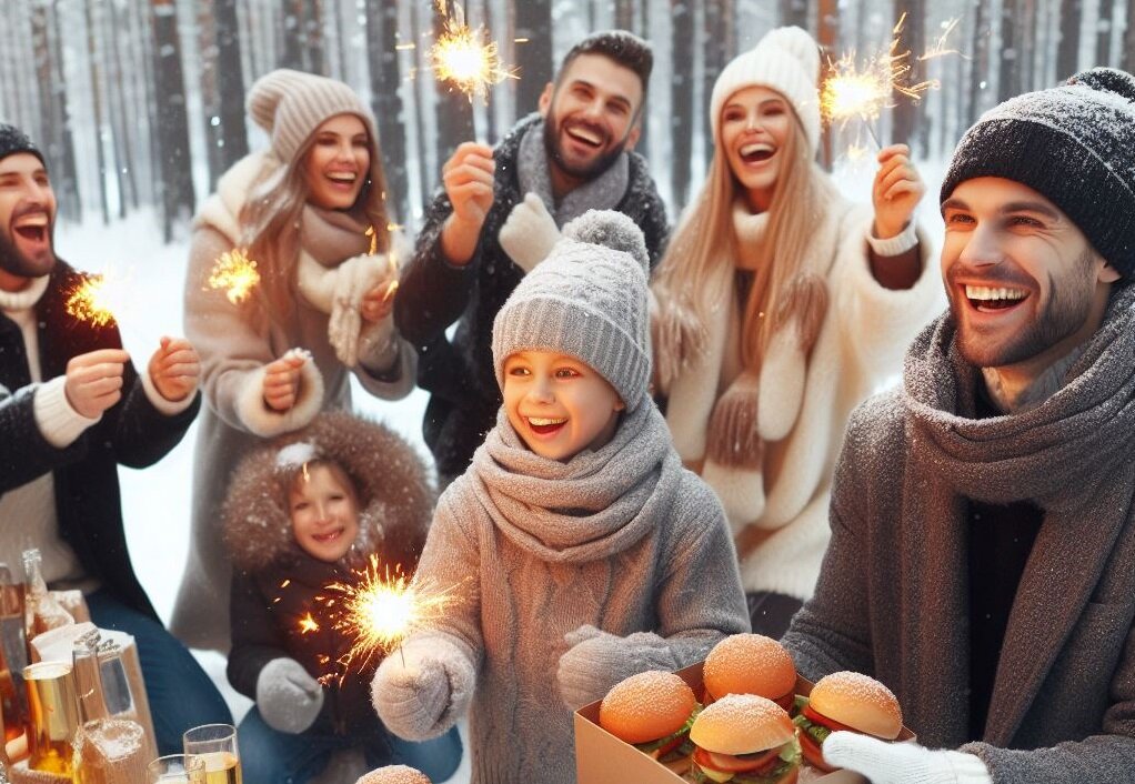 В маркетинге есть такое понятие — «лица, оказывающие влияние на решение». И вам, как дальновидному руководителю, необходимо завоевать лояльность этих лиц) Ведь проще отнестись с пониманием к частым задержкам супруга на работе, если знаешь его коллег, шефа и в целом лояльно относишься к компании. Детям тоже проще «отпускать» маму или папу на работу, если они знают куда они идут и к кому) И много других плюсов!

Именно поэтому новый тренд- семейный корпоратив набирает обороты! Это очень просто- можно выехать с коллегами и семьями в любой загородный парк, покататься на лыжах или с горок, покормить белок и устроить зимний пикник с бенгальскими свечами!

Наши ПАТИ-БОКСЫ вам в помощь! Сендвичи с сочными ломтиками курочки или лососины, пышные бургеры, сосисочки в тающем слоеном тесте, золотистый фри с нагетсами, и многое другое, то что любят и дети и взрослые!
Бенгальские свечи прилагаются)