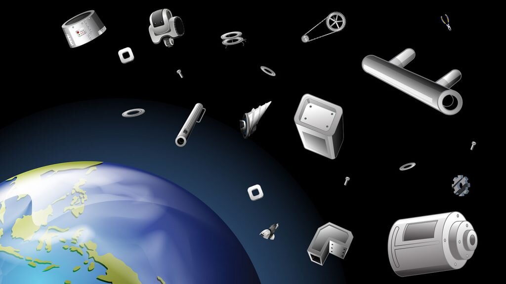    Scene with space trash in the space illustration Александр Шереметьев