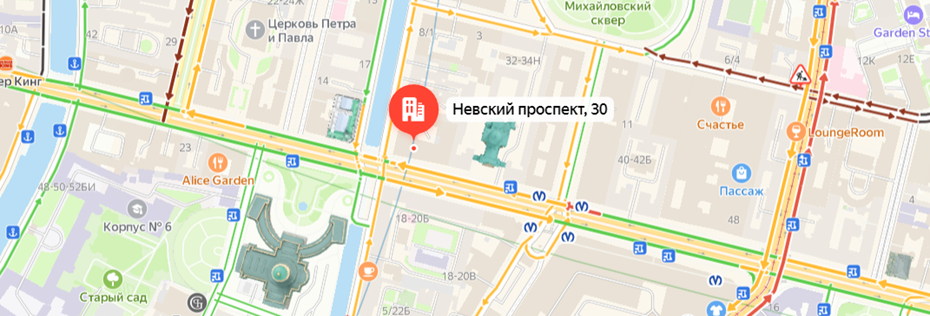    Дорожная ситуация в районе коммунальной аварии на Невском проспекте 9 декабря. Автор фото: "Яндекс Карты"