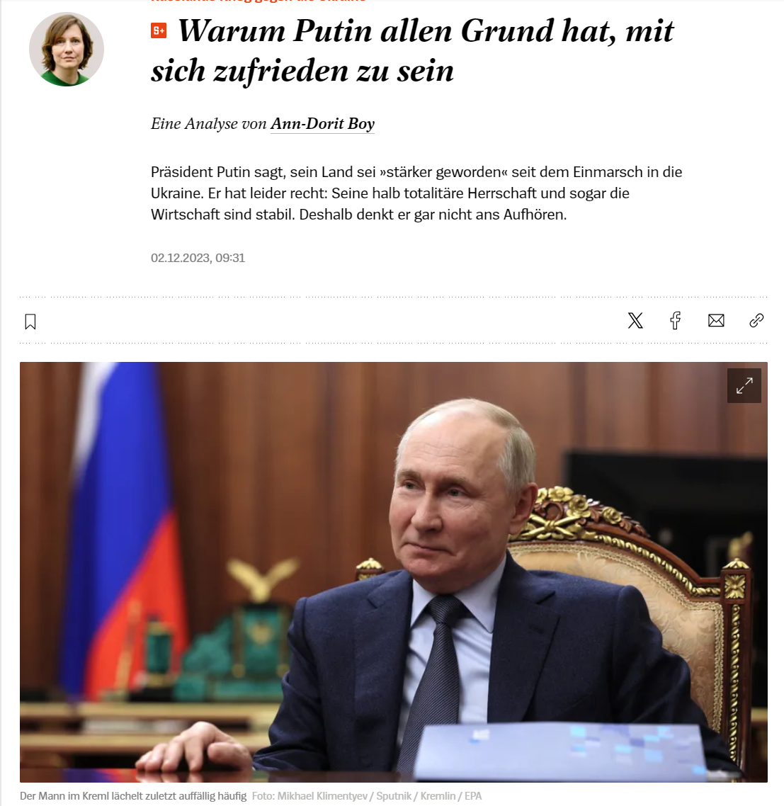 ПОЧЕМУ У ПУТИНА ЕСТЬ ВСЕ ОСНОВАНИЯ БЫТЬ ДОВОЛЬНЫМ СОБОЙ ФОТО; скриншот сайта Der Spigel 