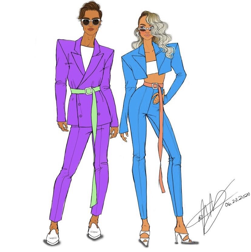 Голубой/лиловый сет: Barbie на молде Claudette + Ken на молде BMR1959 Tate.