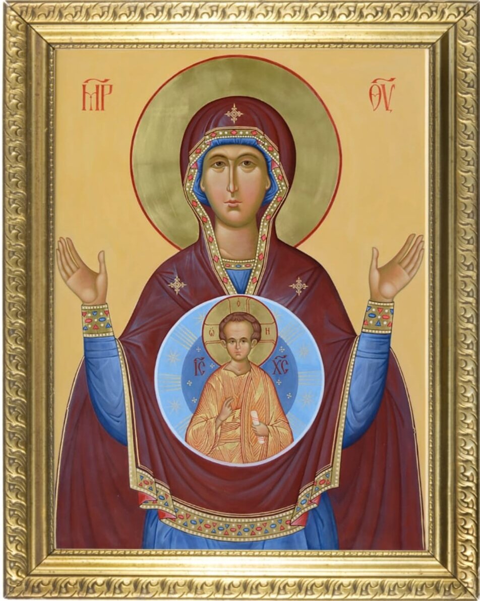 икона божией матери, именуемая «знамение». икона божией матери знамение. икона лик божией матери знамение. серафимо-понетаевская икона божией матери знамение. богоматерь знамение икона.