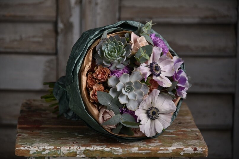 Букет с суккулентами. Автор Катя Воробьева