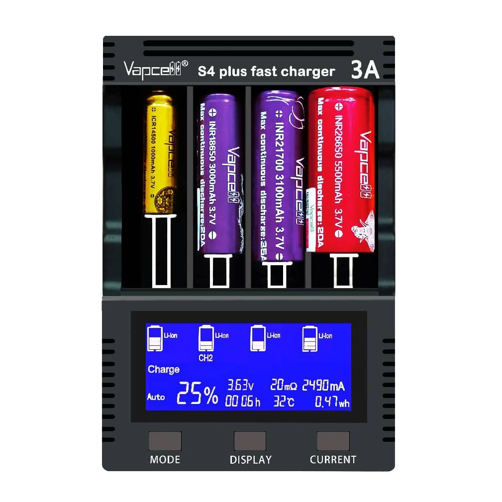 Зарядное устройство для разных типов аккумуляторов Vapcell S4 Plus v.30