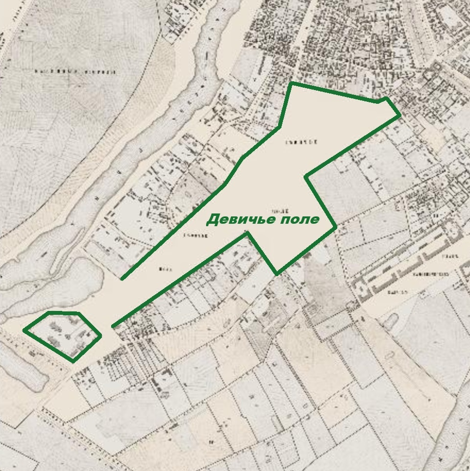 Девичье поле и Новодевичий монастырь на карте 1852 года