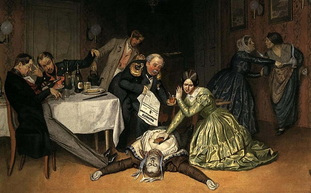 П.А.Федотов "Все холера виновата"(1848).