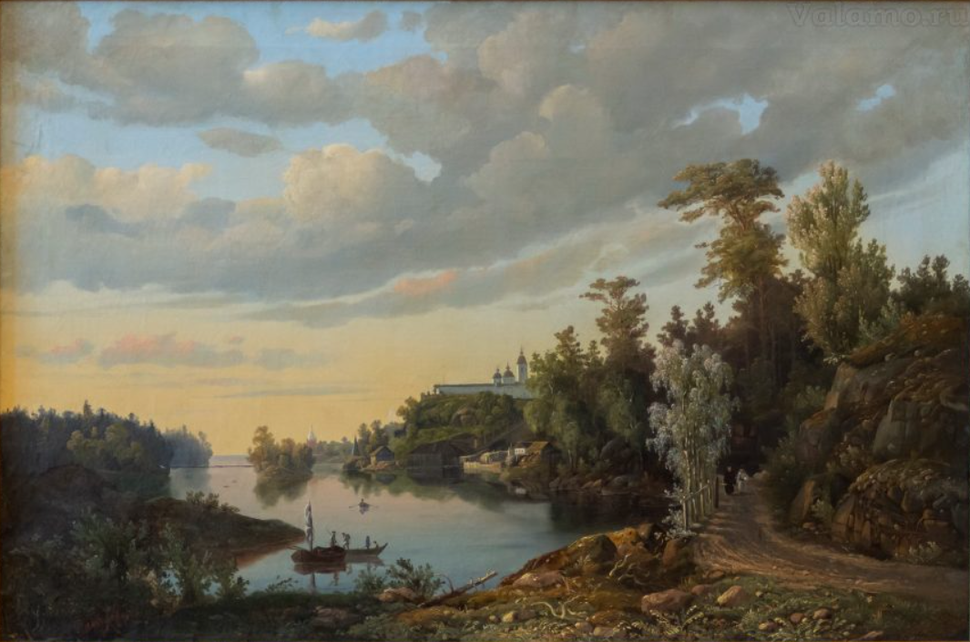 "Вид Валаамского монастыря с юго-западной стороны", И.Г. Давыдов, 1853.