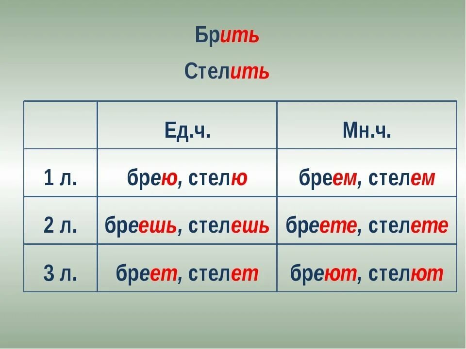 Как спрягаются глаголы брить и стелить