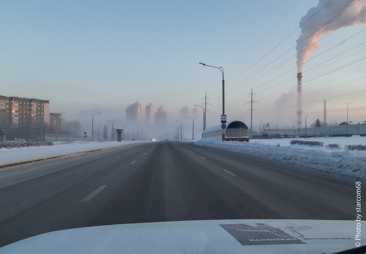 Это уже сегодняшняя утренняя картинка. Там где туман, за бортом -31 градус Цельсия