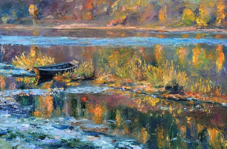 Уютный вечер на Мрас-су. масло, мастихин