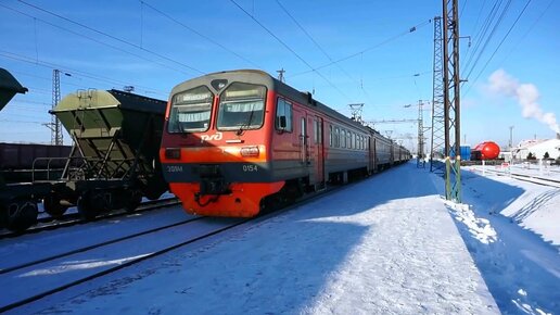 Электропоезд ЭД9М-0154. Покатушки от Алтайской до Алтайской площадки в -30 +отправление.