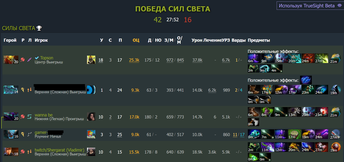     Статистика команды Topson