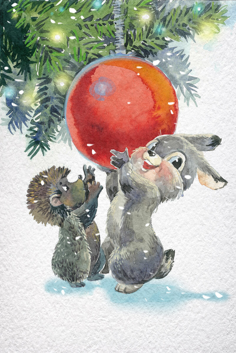 Мои акварельно-цифровые братцы с открытки Владимира Зарубина. Подарю маме😎