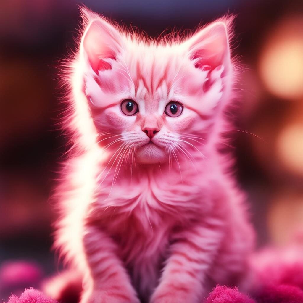 Розовый котик на пледе