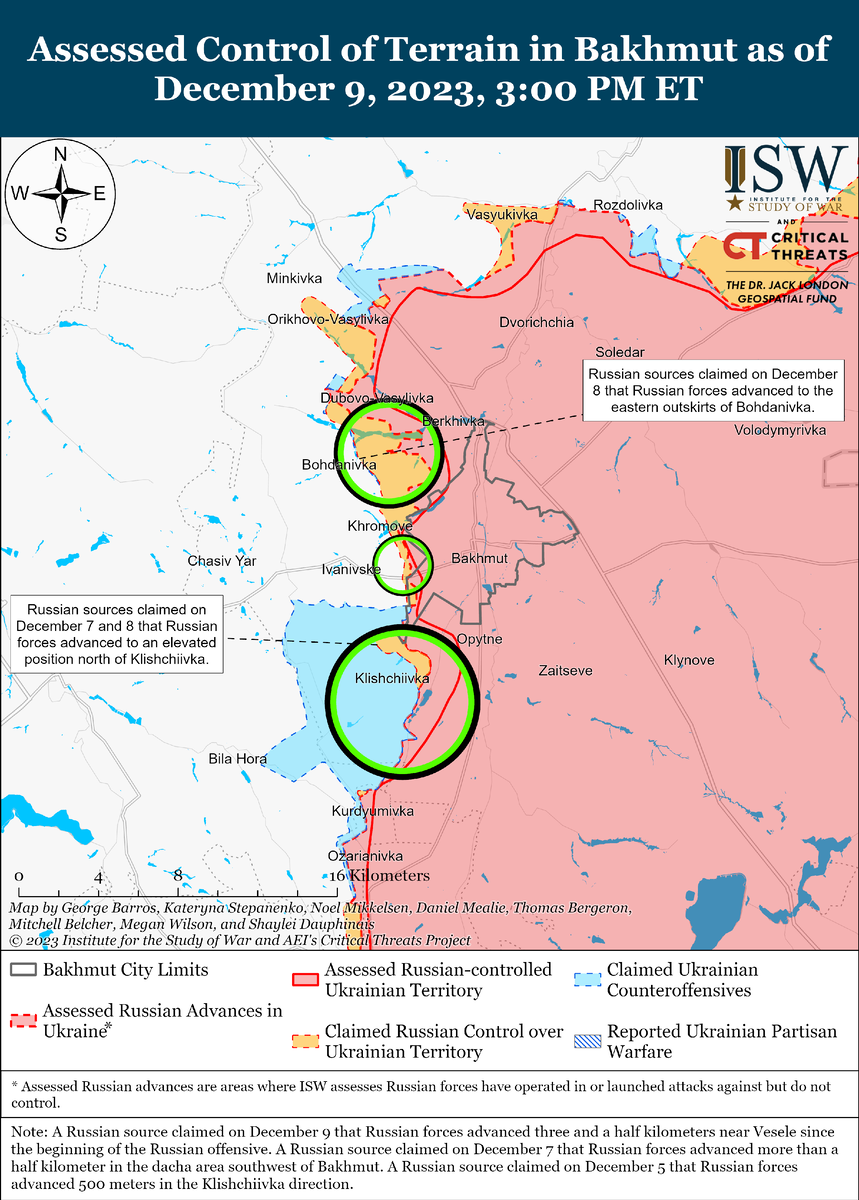 Источник: Американский Институт Изучения Войны. Пояснение: на карте оранжевым это заявленные продвижения ВС РФ. 