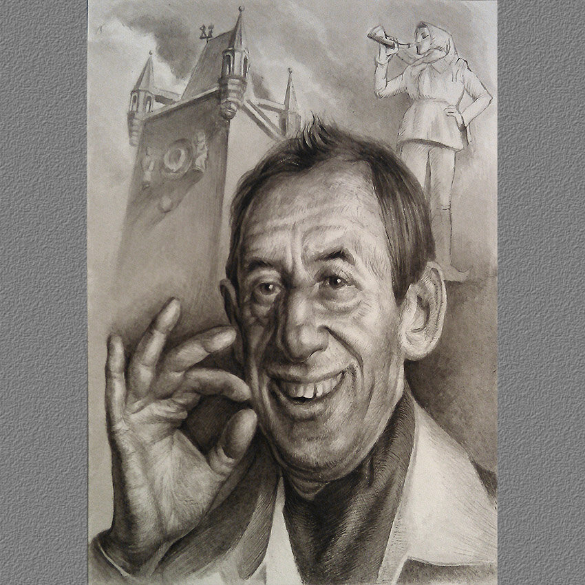 Стамп (Владимир Басов) "Приключения Электроника". Акварель, бумага 13х18мм. 