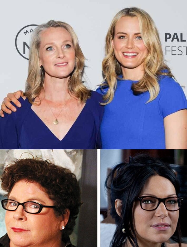 Настоящая Пайпер Керман и Тейлор Шиллинг ее играющая, ниже Катерина Уолтерс (реальная любовь Пайпер) и ее сериальный прототип Алекс Воуз (Лора Припон)