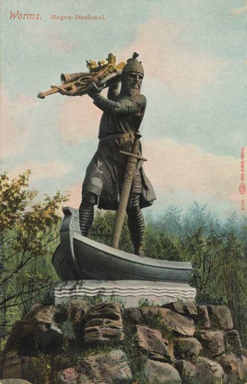 Памятник Хагену в Вормсе. Вот так можно прославиться, даже будучи антигероем.