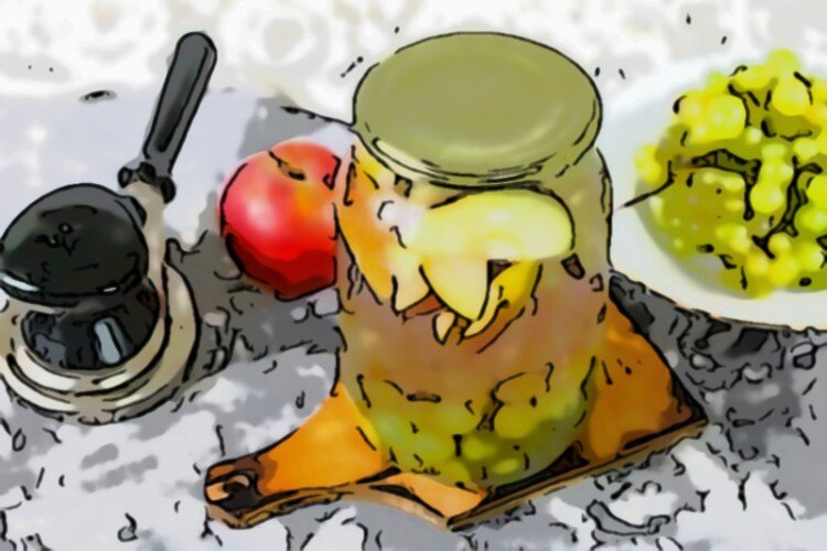 Яблоки с виноградом, маринованные