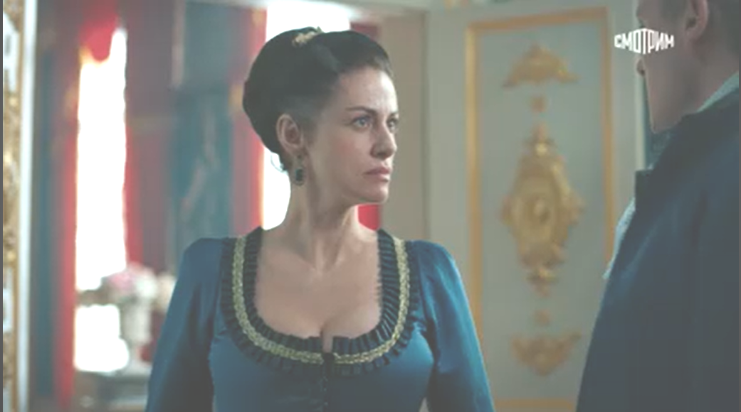 Безбородко Дашковой: Мне велено сообщить Вам, что отныне вы отстранены от руководства Академией. В роли Дашковой Анна Ковальчук, в роли Безбородко - Николай Иванов, 16 серия