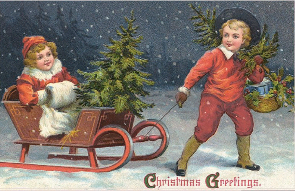 Рождественская открытка. Старинные открытки с новым годом. Старинные открытки со старым новым годом. Старинная рождественская открытка. Новогодние иллюстрации.