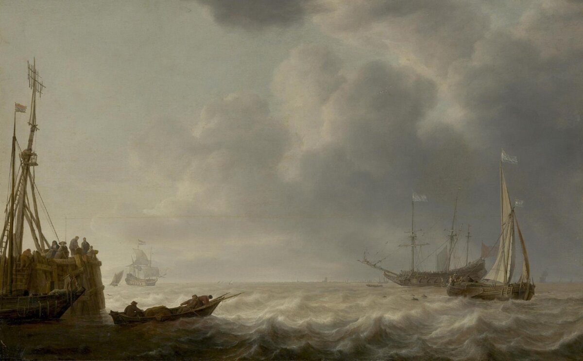 «Корабли в бурном море», Симон де Влигер, Голландия 17 в. Коллекция Эрмитажа