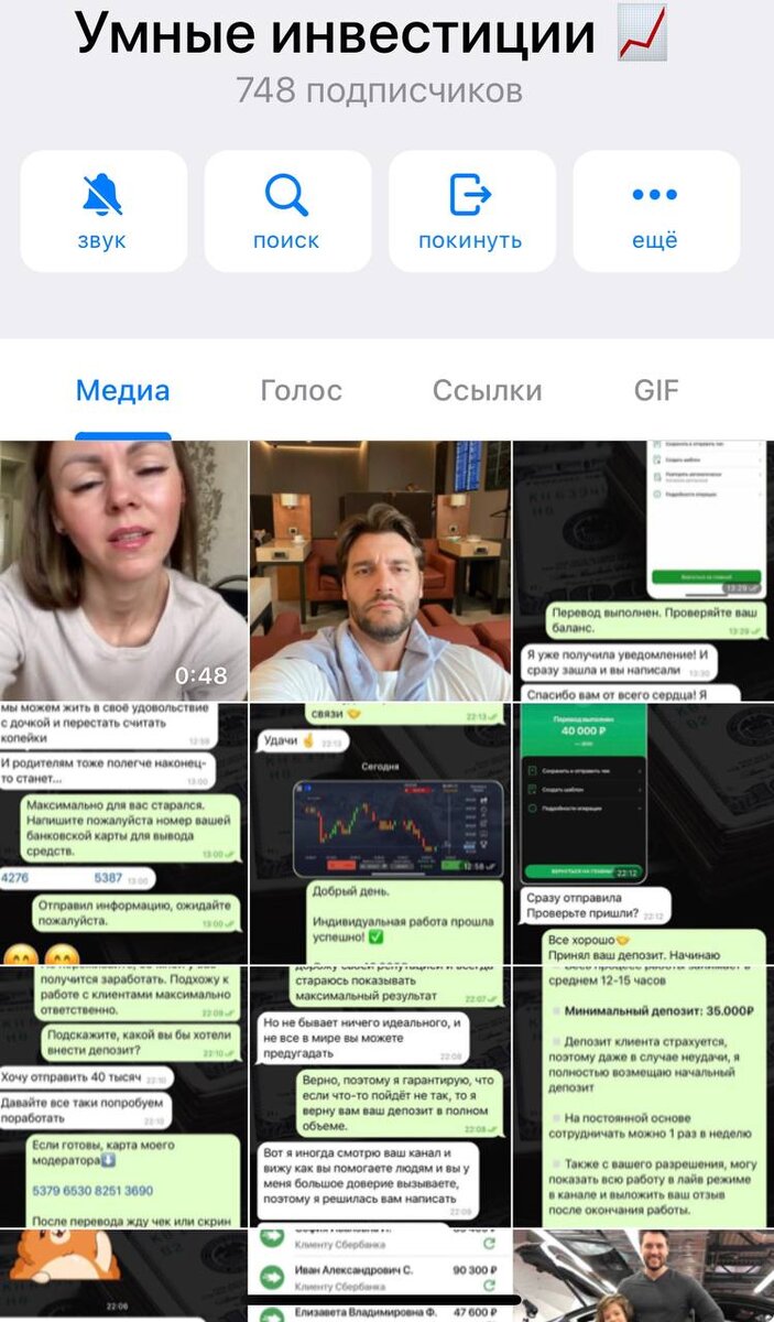 Один из разоблаченных каналов мошенника-финансиста, суть схемы сбор средств на вложение на фондовых рынок
