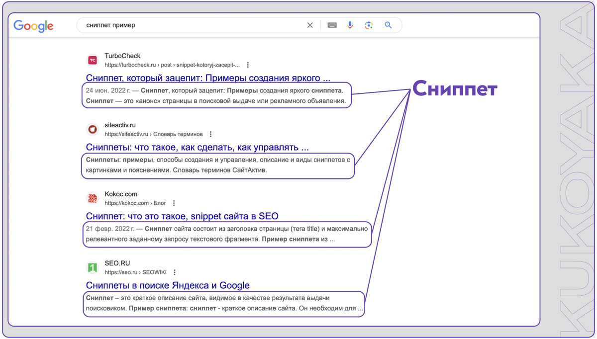 Сниппет в поисковой выдаче Google