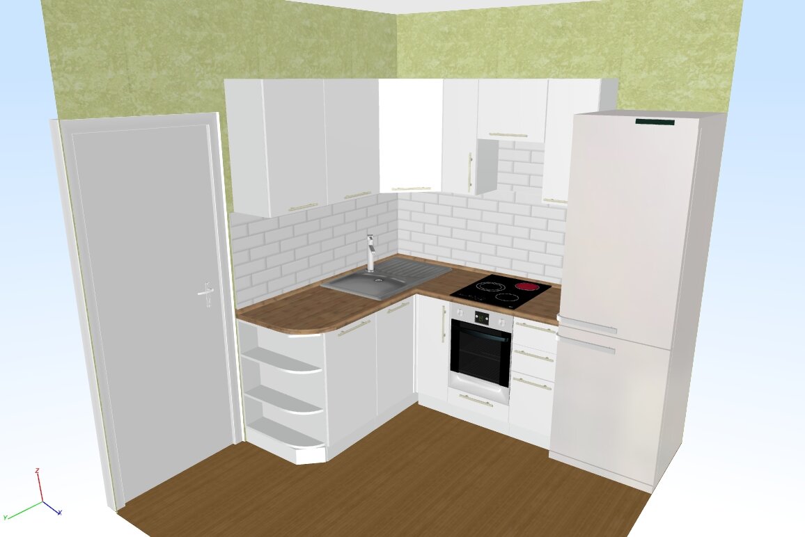 вот такой набросок кухни получился