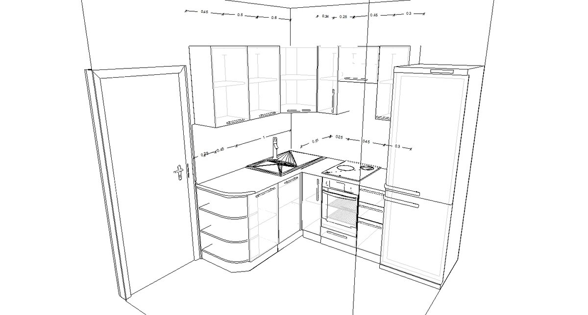 "сырой" дизайн-проект кухни