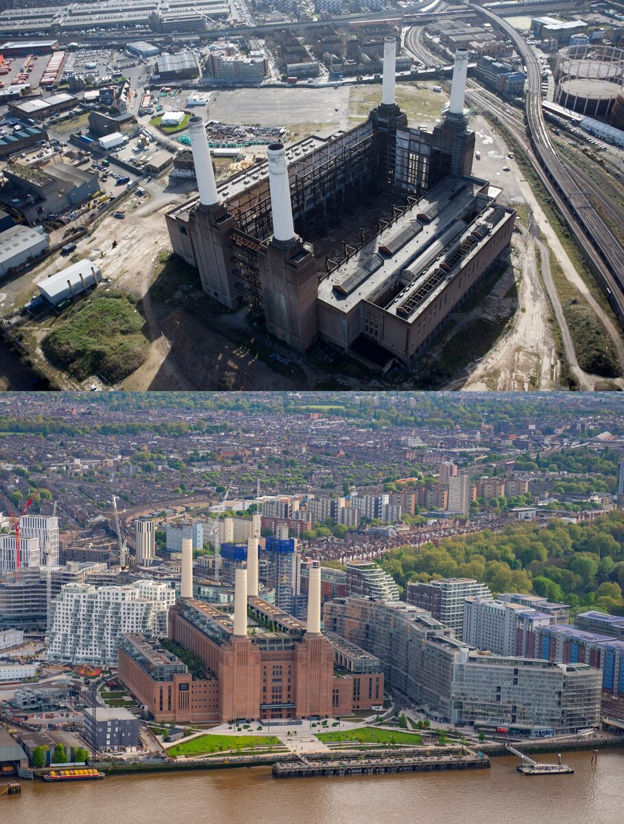 К 2007 году электростанция превратилась в руины. Фото электростанции Баттерси / Джейсона Хоукса