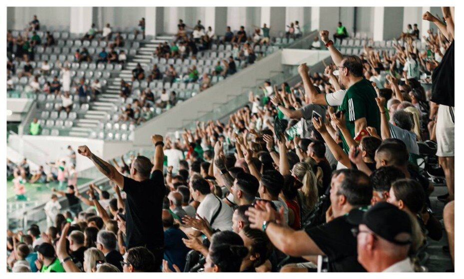    Фанаты «Ариса» провели политическую акцию на матче с киевским «Динамо». Фото: соцсети ФК «Арис»