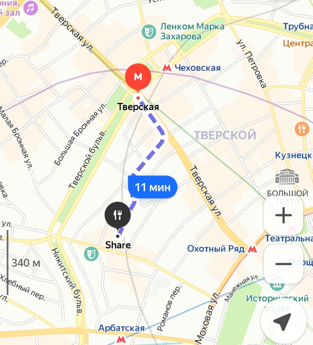Адрес ресторана "Share" на Яндекс картах