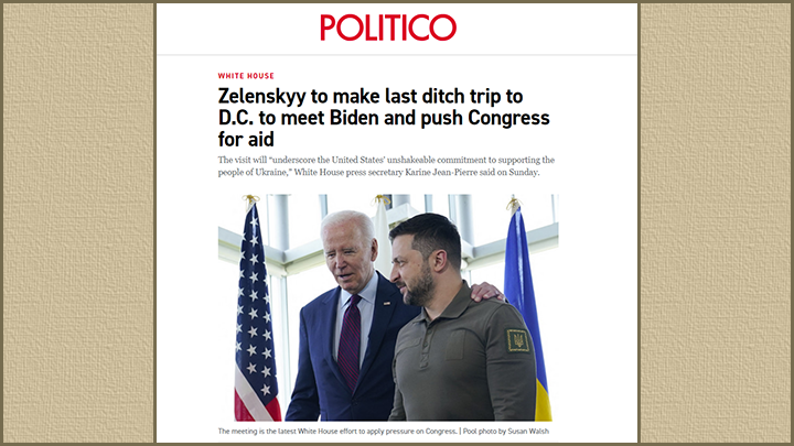 ВИЗИТ ЗЕЛЕНСКОГО ДОЛЖЕН "ПОДЧЕРКНУТЬ НЕПОКОЛЕБИМУЮ ПРИВЕРЖЕННОСТЬ СОЕДИНЁННЫХ ШТАТОВ ПОДДЕРЖКЕ НАРОДА УКРАИНЫ", ЦИТИРУЕТ POLITICO ПРЕСС-СЕКРЕТАРЯ БЕЛОГО ДОМА КАРИН ЖАН-ПЬЕР. СКРИНШОТ: СТРАНИЦА ГАЗЕТЫ POLITICO