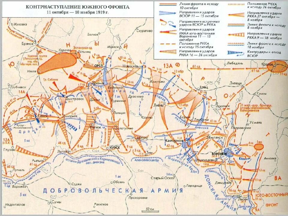 Запишите фамилию командующего всюр действия которых в 1919 г отражены на схеме