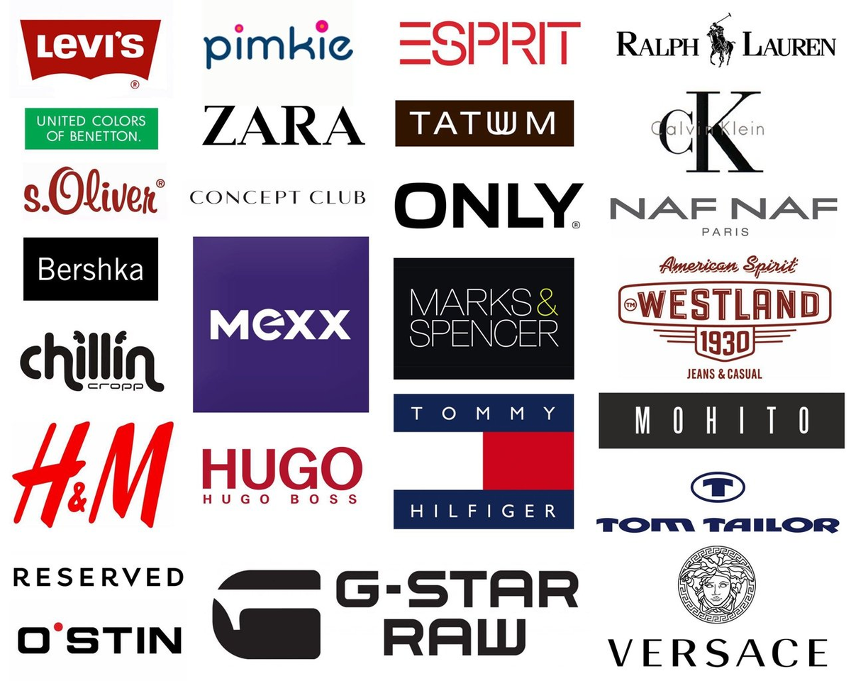 Мировые бренды одежды. Модные бренды. Торговые марки одежды. Логотипы брендов одежды. Мировые бренды одежды.