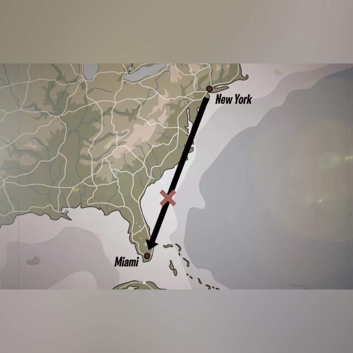Маршрут самолета в 1955 году
